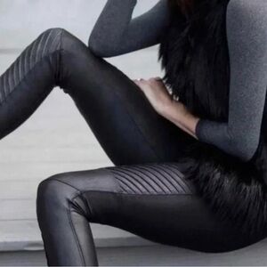 Spanx Black Faux Leather Moto Leggings